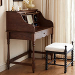 Load image into Gallery viewer, 39.3'' Modern Vintage Roll Top Vanity Desk Solid Wood Makeup Table with Storage and Drawer
