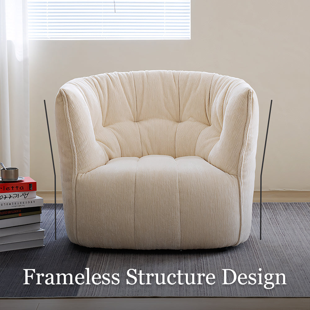 Modern Curved Lounge Chair Soft Upholstered Accent Chair Deep Seat Minimalist Armchair