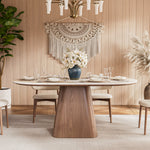 Load image into Gallery viewer, Walnut &amp; Sintered-Stone Dining Set Oval Table + Matching Sideboard Cabinet
