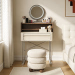 Load image into Gallery viewer, Luxury White Makeup Vanity Modern Compact Table with LED Mirror
