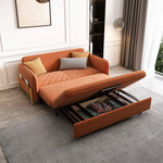 Load image into Gallery viewer, Convertible velvet sofa bed with solid wood and metal frame
