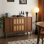 Load image into Gallery viewer, 47.2" Mid Century Arched Wood Sideboard With Drawers and Cabinet
