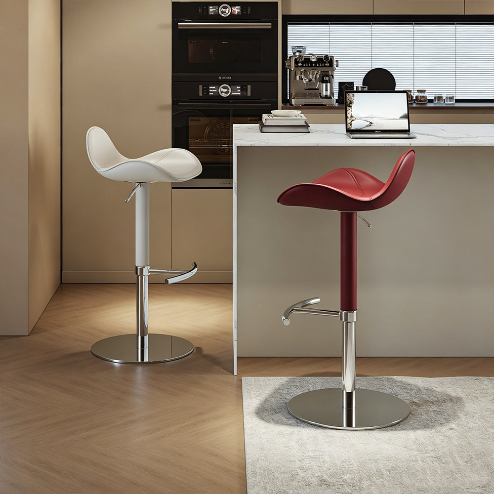 1-Piece Modern Adjustable Swivel Bar Stool with Faux Leather Seat Chrome Base