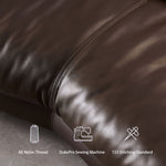 Load image into Gallery viewer, Modern Low-Profile Leather Sofa Deep Brown Upholstery with Wide Armrests &amp; Metal Legs
