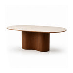 Load image into Gallery viewer, Sculptural Fluted Base Oval Dining Table with Sintered Stone Top
