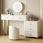 Load image into Gallery viewer, Modern White Vanity Desk with Mirror and Drawers Makeup Dressing Table with Storage Cabinet and Stool
