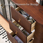 Load image into Gallery viewer, 62.9'' Sideboard Buffet Cabinet Retro Modern Design Textured Glass Doors Ample Storage Space
