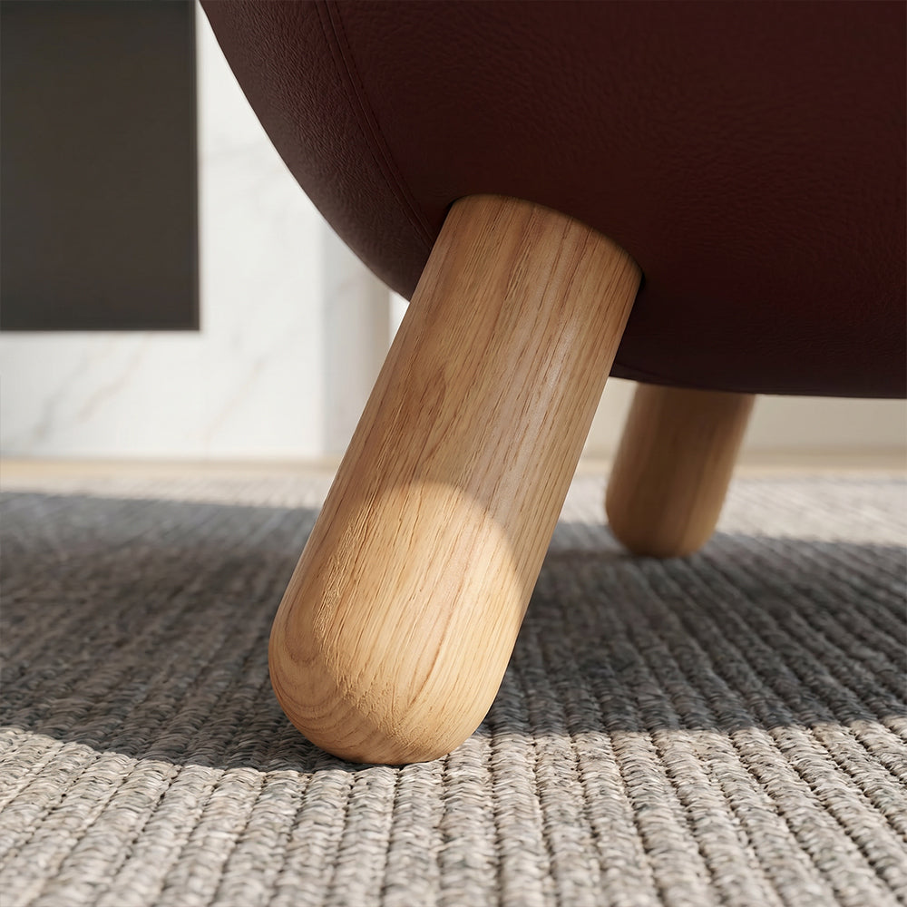 Modern Polka Dot Lounge Chair with Rounded Cushion & Wood Legs