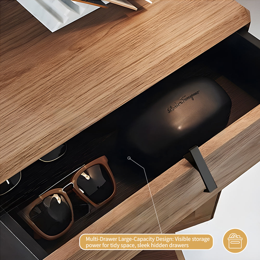 Modern Rotating Nightstand with 3 Spacious Drawers