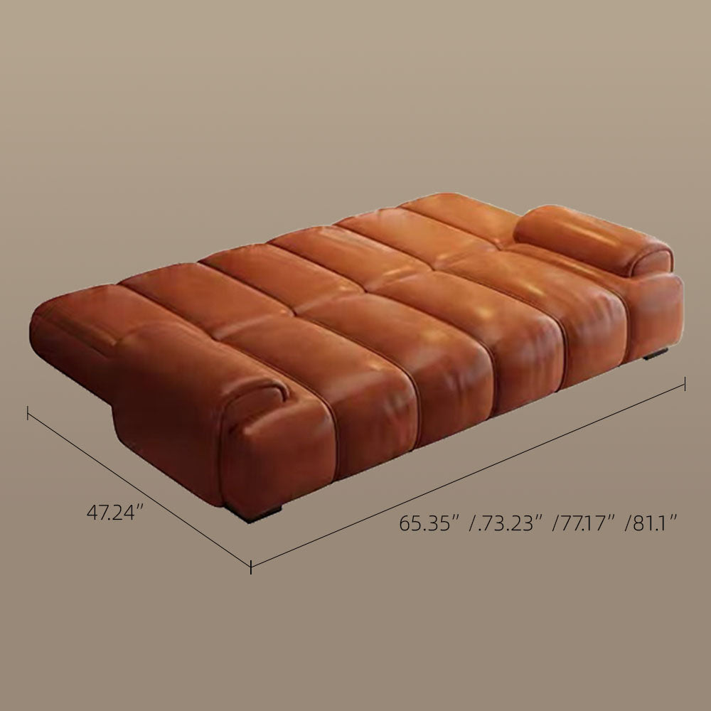 Modern Faux Leather Foldable Sofa Bed with Cushioned Armrests
