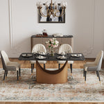 Load image into Gallery viewer, Modern Luxe Dining Set: Matte-Black Sintered Stone Dining Table &amp; Gray-Gold Sideboard Ensemble
