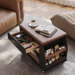 Load image into Gallery viewer, Lift Top Coffee Table with Hidden Storage and Rolling Wheels Modern Multifunctional Design for Living Room
