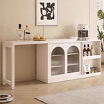 Load image into Gallery viewer, Multi-Functional Dining Table Rotating &amp; Foldable Sideboard Sintered Stone Top Storage Cabinet with Fluted Glass Doors
