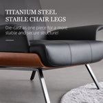 Load image into Gallery viewer, Contemporary Black Leather Lounge Chair with Warm Walnut Wood Details
