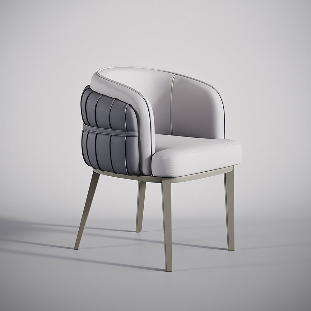 Set of 2 Modern Upholstered Dining Chair with Curved Backrest Cream Accent Chair Minimalist Dining Chair