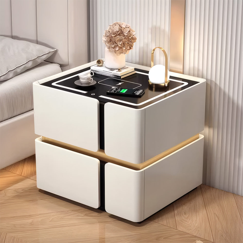 Smart Nightstand with Wireless Charging USB Ports & Motion Sensor Light