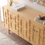 Load image into Gallery viewer, 63" Modern Geometric Solid Wood Sideboard Storage Cabinet with Sculptural Door Design
