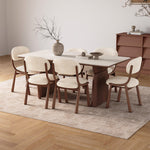 Load image into Gallery viewer, Set of 2 Modern Upholstered Dining Chair Solid Wood Frame Soft Boucle Seat Minimalist Comfort
