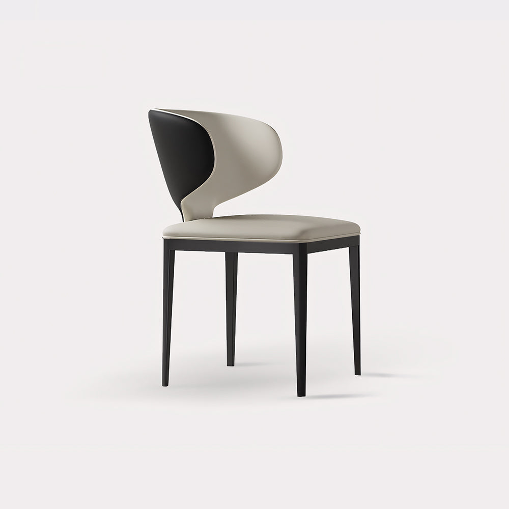 Modern Upholstered Dining Chair with Sculptural Curved Backrest 1 Piece