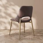 Load image into Gallery viewer, Modern Brown Dining Chair with Cutout Back and Gold Metal Legs 1 Piece
