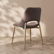 Modern Brown Dining Chair with Cutout Back and Gold Metal Legs 1 Piece