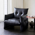 Load image into Gallery viewer, Modern Tufted Faux Leather Lounge Chair Deep Seat Accent Armchair with Sculptural Design
