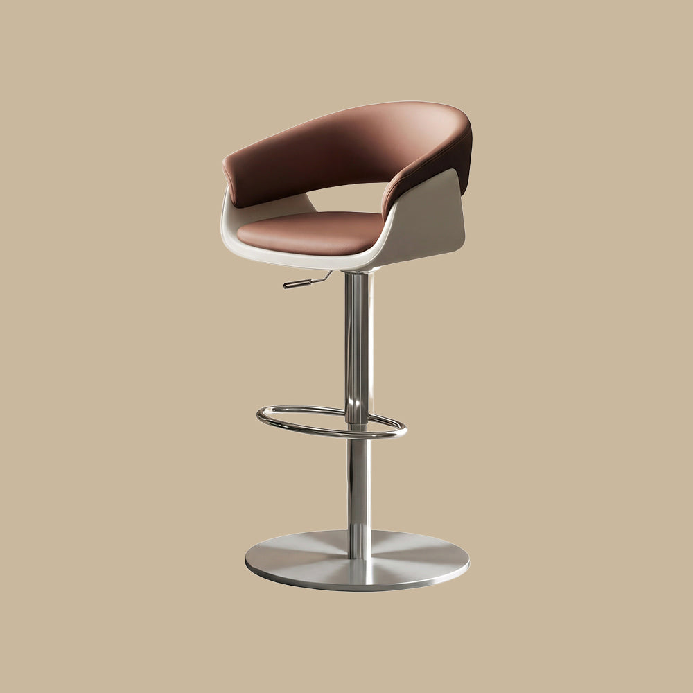 Modern Adjustable Swivel Bar Stool PU Leather Upholstered Counter Height Bar Chair with Stainless Steel Base 1 Piece