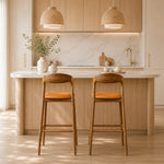 Load image into Gallery viewer, Modern Solid Wood Bar Stool with Curved Backrest Upholstered Counter Chair 1 Piece
