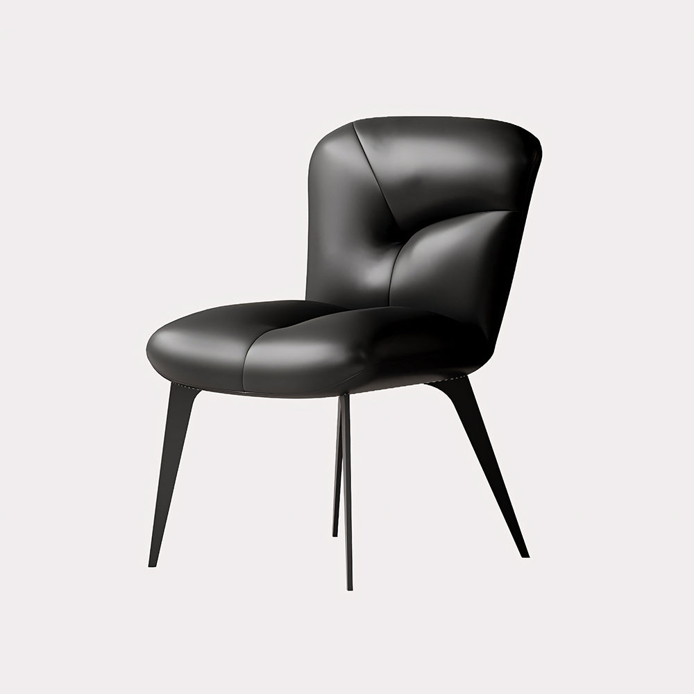 Modern Curved Leather Dining Chair 1-Piece Upholstered Accent Chair