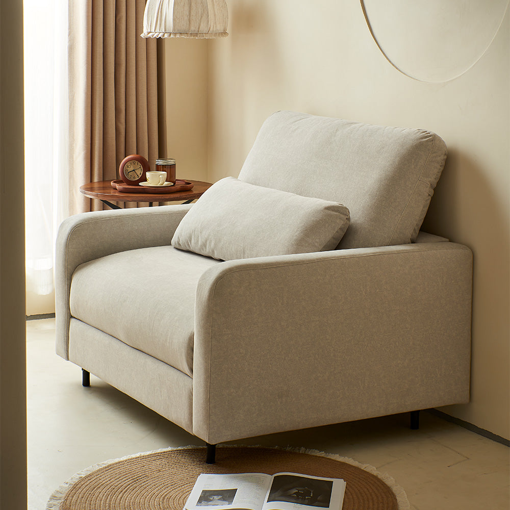 41.3'' Modern Single Sofa Bed with Mattress Fabric Pull Out Sleeper Chair Convertible Armchair with Metal Frame