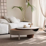 Load image into Gallery viewer, 46.8'' Modern Lift-Top Coffee Table with Sintered Stone Top &amp; Wood Base Sculptural Curved Design with Hidden Storage
