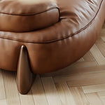 Load image into Gallery viewer, Modern Curved Leather Sofa Camel Upholstery Low Profile Contemporary Lounge Design
