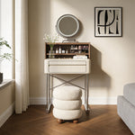 Load image into Gallery viewer, Luxury White Makeup Vanity Modern Compact Table with LED Mirror
