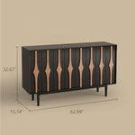 Load image into Gallery viewer, 62.9'' Modern Black &amp; Natural Wood Sideboard Cabinet with Decorative Slatted Doors
