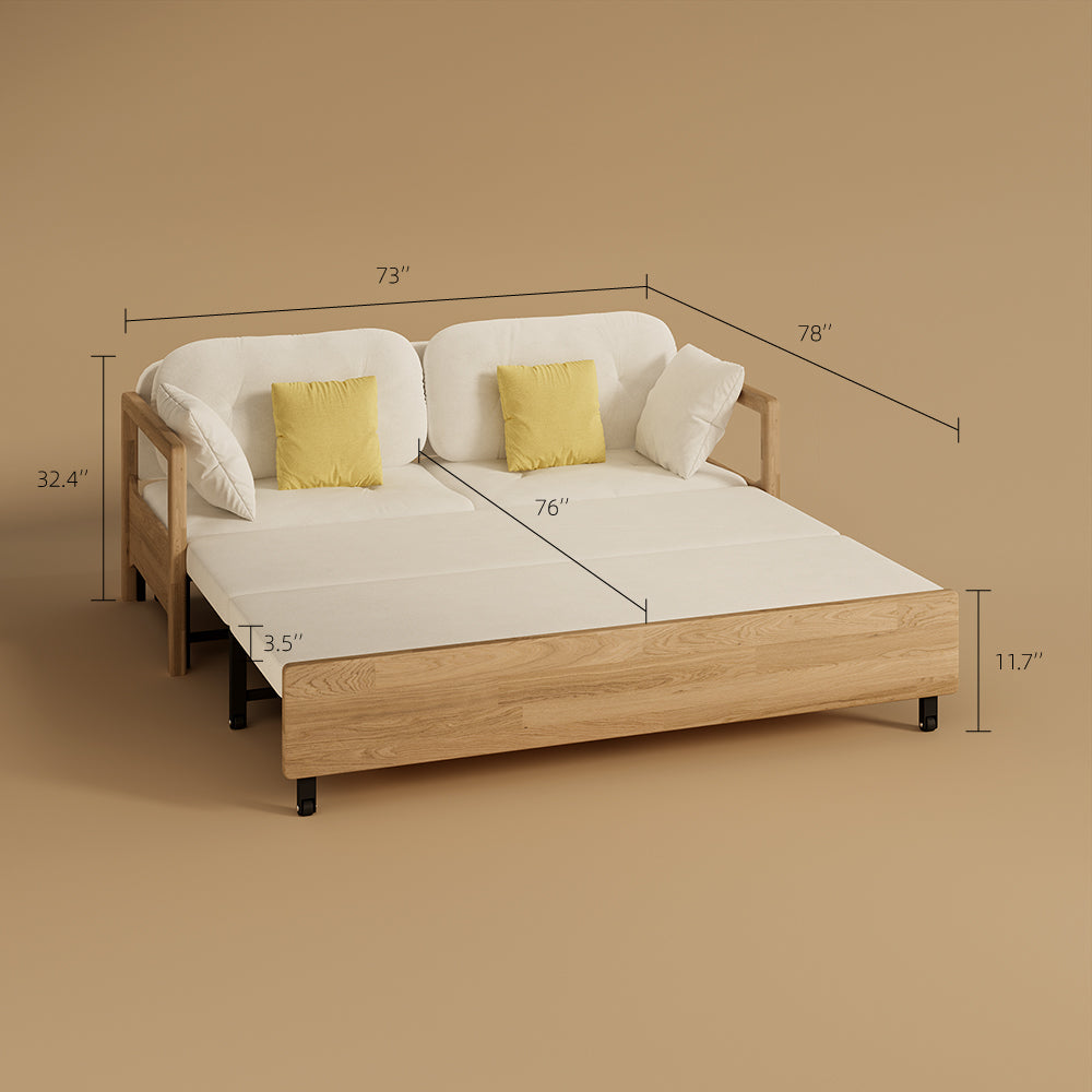 Sofa Bed with Storage Space Convertible Design Solid Wood Sponge Fabric