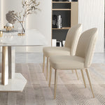 Load image into Gallery viewer, Set of 2 Luxurious White Dining Chairs with Gold Legs Modern Quilted Design for Stylish Home Décor
