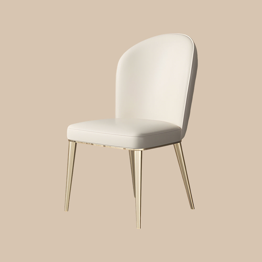 Set of 2 Luxurious White Dining Chairs with Gold Legs Modern Quilted Design for Stylish Home Décor