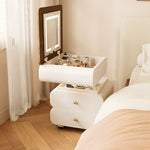 Load image into Gallery viewer, Convertible Vanity Desk with LED Mirror Transforms into Nightstand Height Adjustable Makeup Table with Storage Drawers
