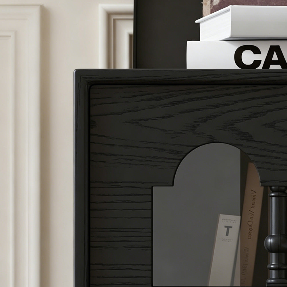 Modern Walnut Nightstand with Mirrored Drawer Mid Century Bedside Table