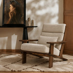 Load image into Gallery viewer, Relaxed Natural Wood &amp; Beige Fabric Accent Chair for Sunrooms
