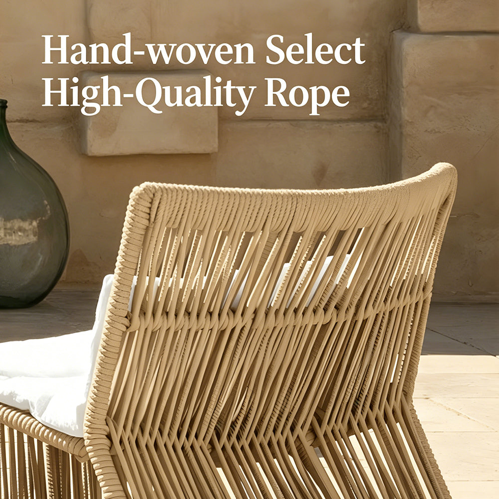 Boho Rattan Accent Chair with Cushioned Seat and Open-Weave Design