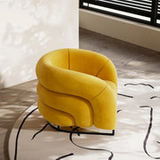 Accent Armchair Modern Faux Leather Upholstery Cloud-Inspired Cushion Design Sturdy Metal Base