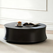 Modern Black Round Coffee Table Set Drum Shape Living Room Nesting Tables