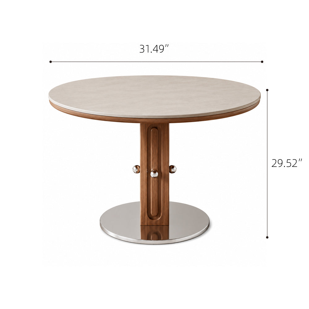 31.49" Modern Round Dining & Meeting Table with Sculptural Wood Pedestal Base