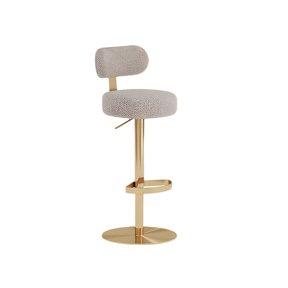 1 Piece Modern Upholstered Adjustable Bar Stool with Gold Metal Base