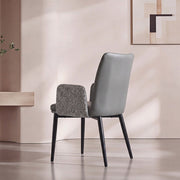 Modern Gray Upholstered Dining Chair with Armrests and Black Legs 1 Piece