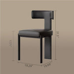 Load image into Gallery viewer, Modern Minimalist Sculptural Dining Chair Faux Leather Seat with Asymmetrical Geometric Backrest
