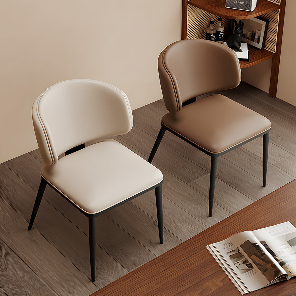 Set of 2 Modern Leather Accent Dining Chairs