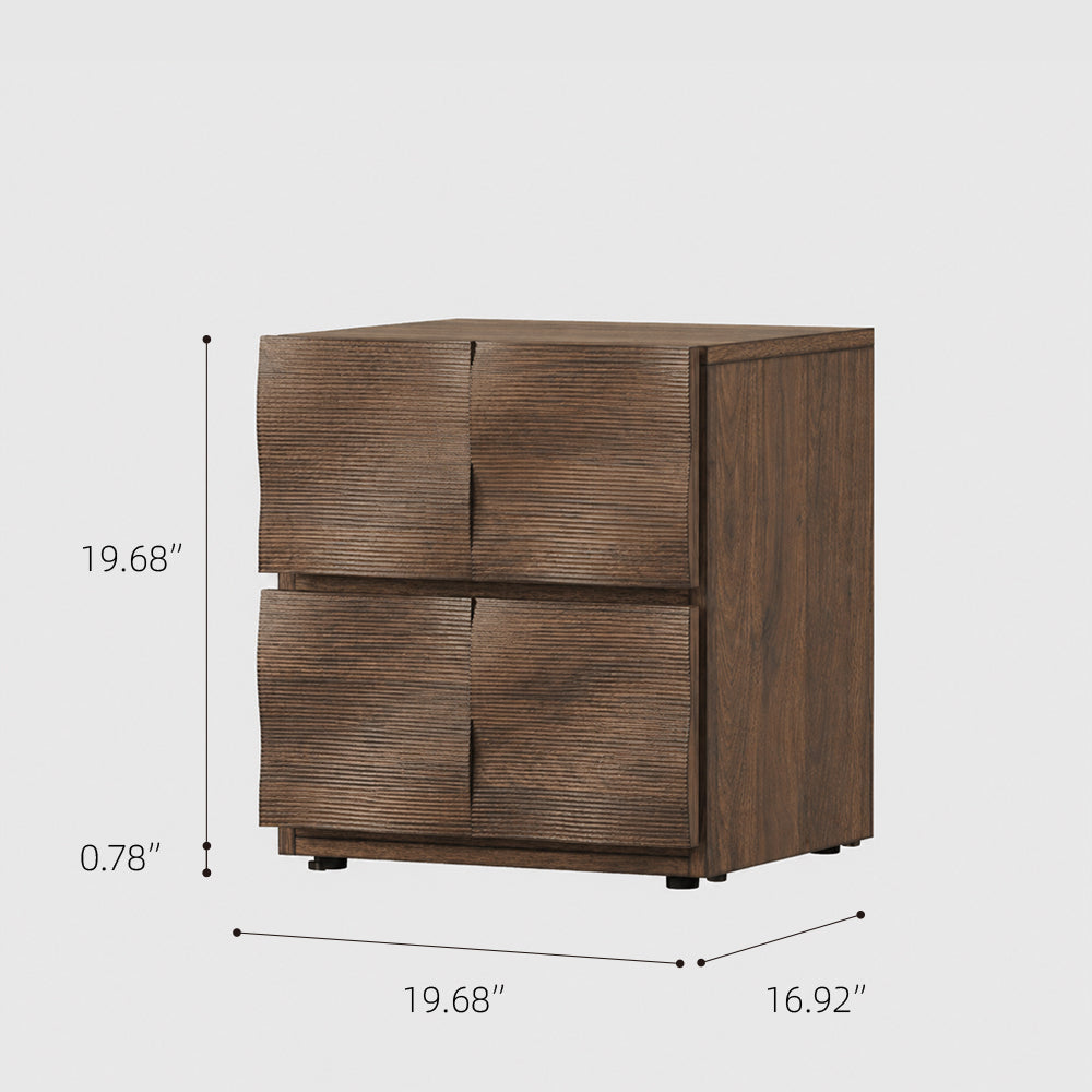 Modern Solid Wood Nightstand with Sculpted Drawer Design