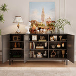 Load image into Gallery viewer, 55.1'' Modern Geometric Black Sideboard Cabinet with Decorative Doors and Spacious Storage
